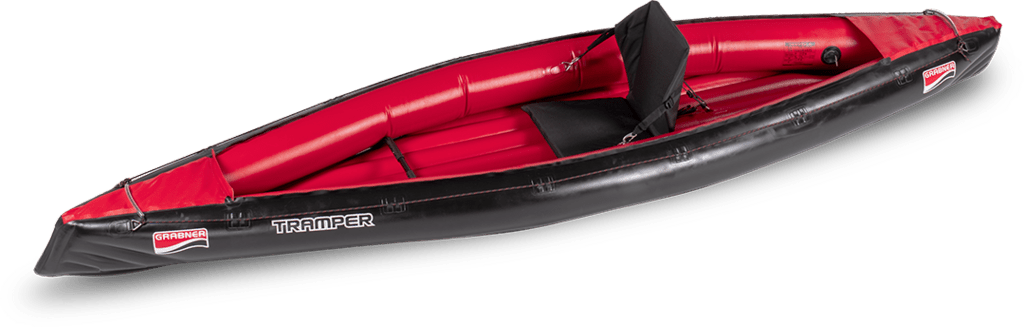 Real product photo of the Grabner Tramper S inflatable kayak from Red Beard Sailing, showing the actual boat and build quality.